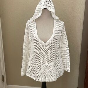 PURE hand knit crochet white sweater.NWOT